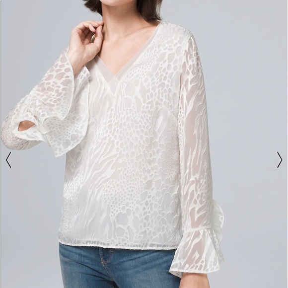 White House Black Market Tops - White House Black Market SZ S Ruffle cuff Blouse